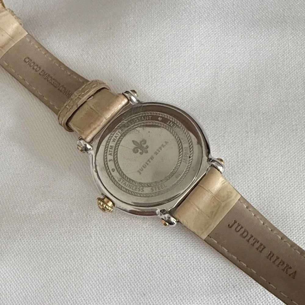 Judith Ripka Wrist Watch Women OS Cream Excellent Floating Crystal Heart Croco